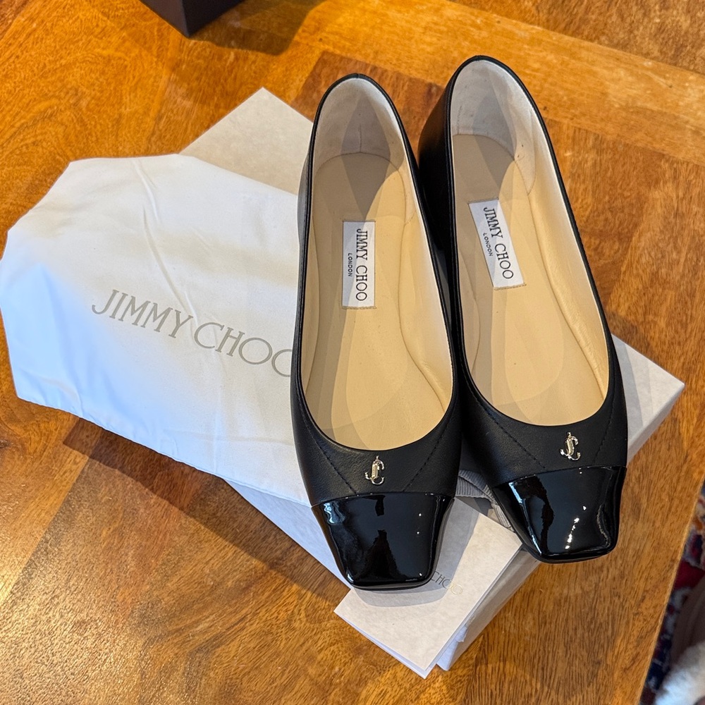 Jimmy Choo Black Patent Leather Flats